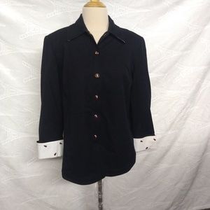St. John Black White Shirt Blazer